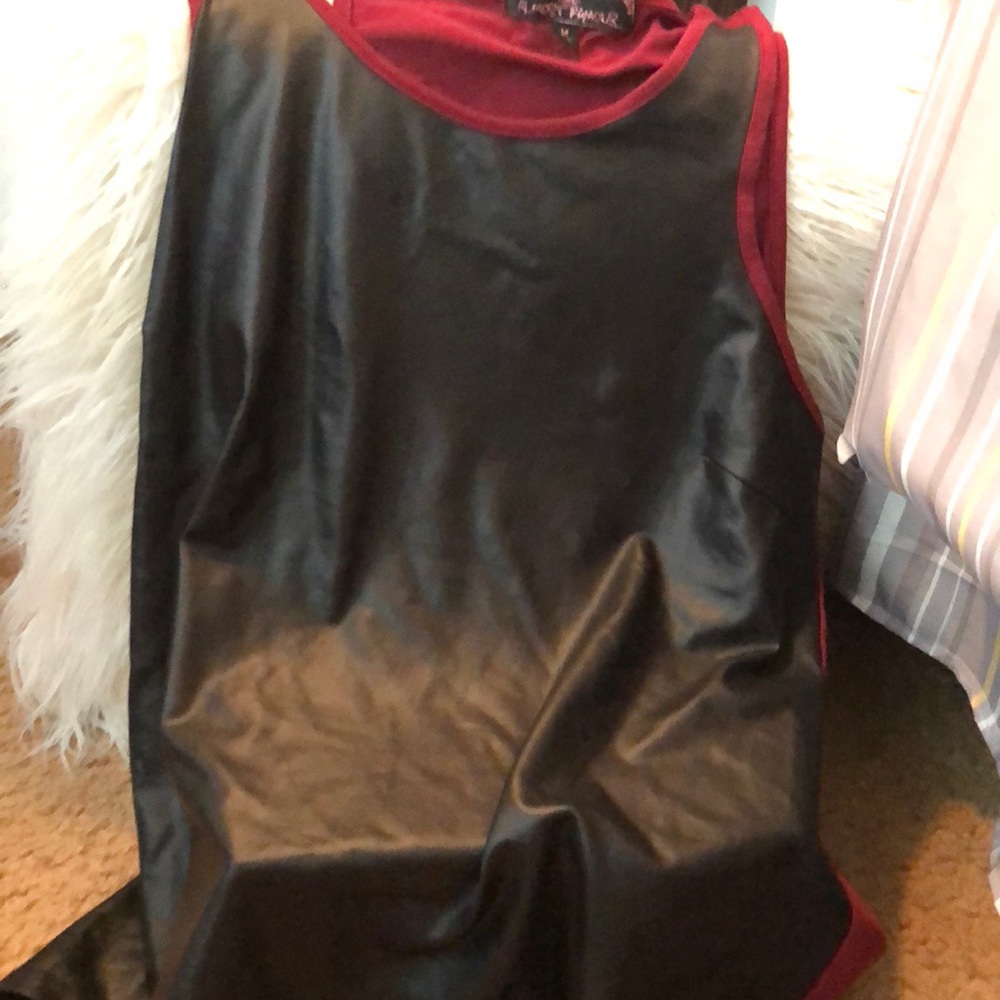 Faux leather front tank top